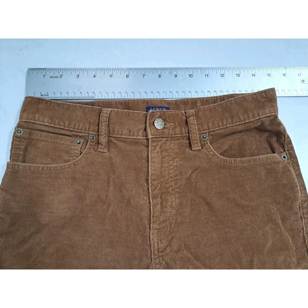 J Crew Mens 29x32 Corduroy Pants Slim Flat Front Straight Leg Brown Khaki - Picture 7 of 8